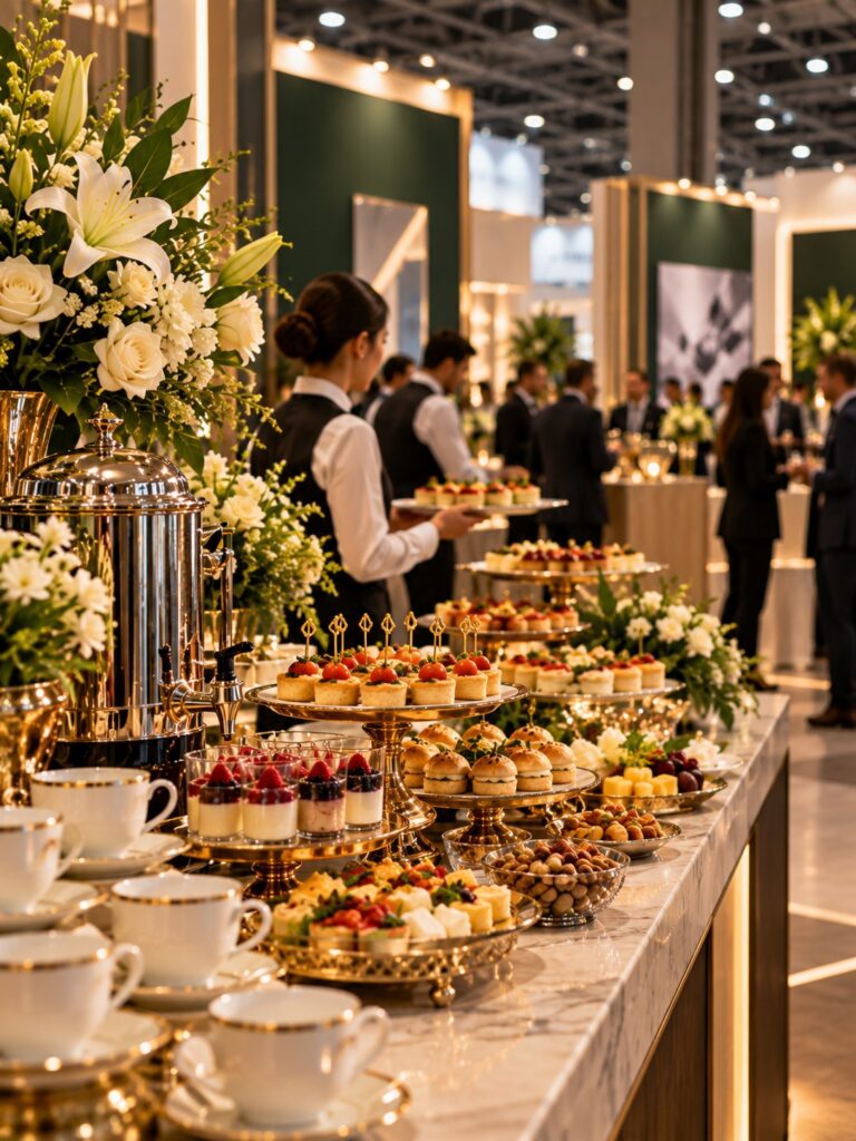 Sofraza fuar standında ikram ve catering servisi